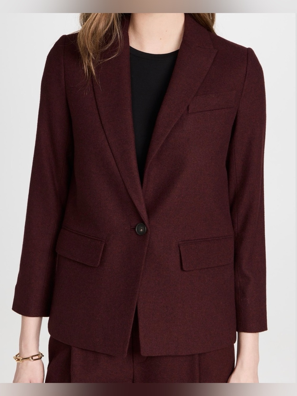 Vince Women's Boyfriend Blazer Jacket in Deep Wine